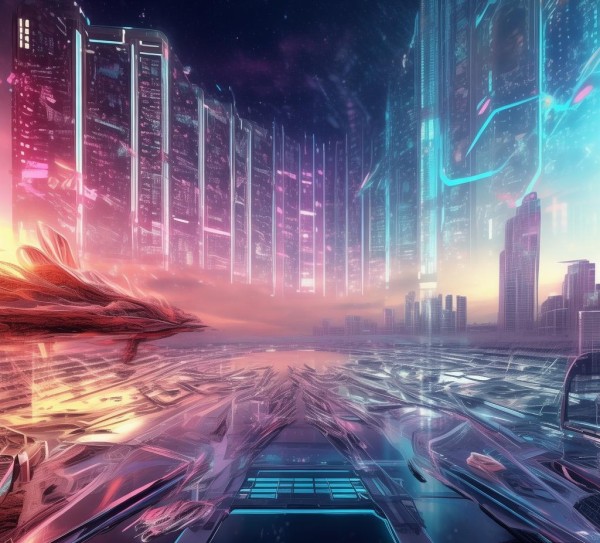 科技未来背景图，从数字技术到更远的未来