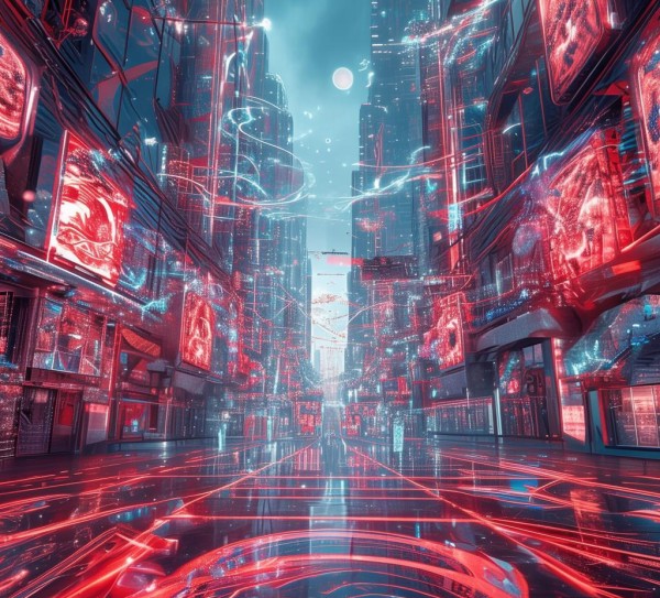 红白高科技背景,数字时代的视觉盛宴 红白高科技背景,数字时代的视觉盛宴