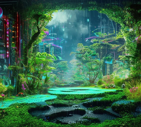 生机立体科技动态壁纸,科技与自然和谐共生的未来