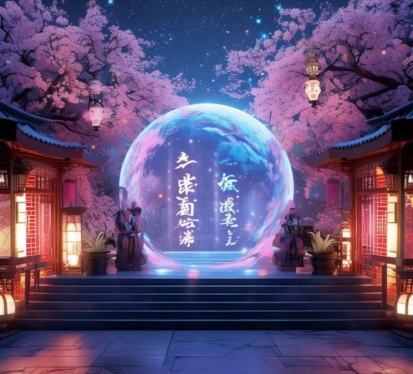 历史与科技，古风艺术背景的艺术碰撞