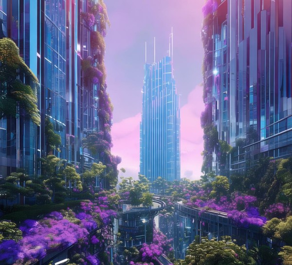 蓝色与紫色，科技与自然的完美融合
