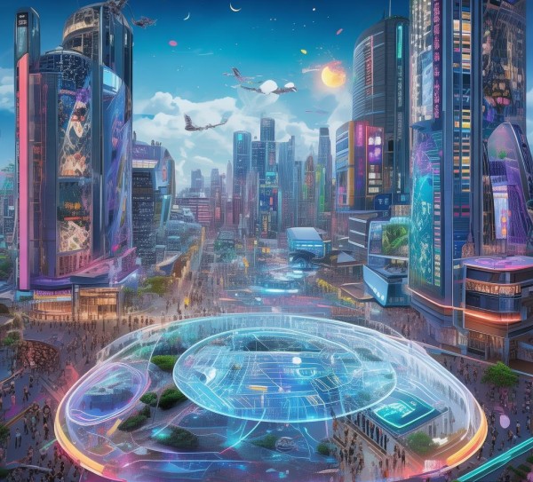 中国科技动态海报，画出未来世界的图景